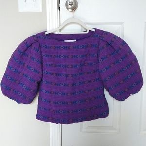 Vintage Albert Nipon 100% Silk Puff Sleeve Top SZ 4